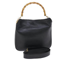 GUCCI Bamboo Shoulder Bag Leather 2way Black yk8104B