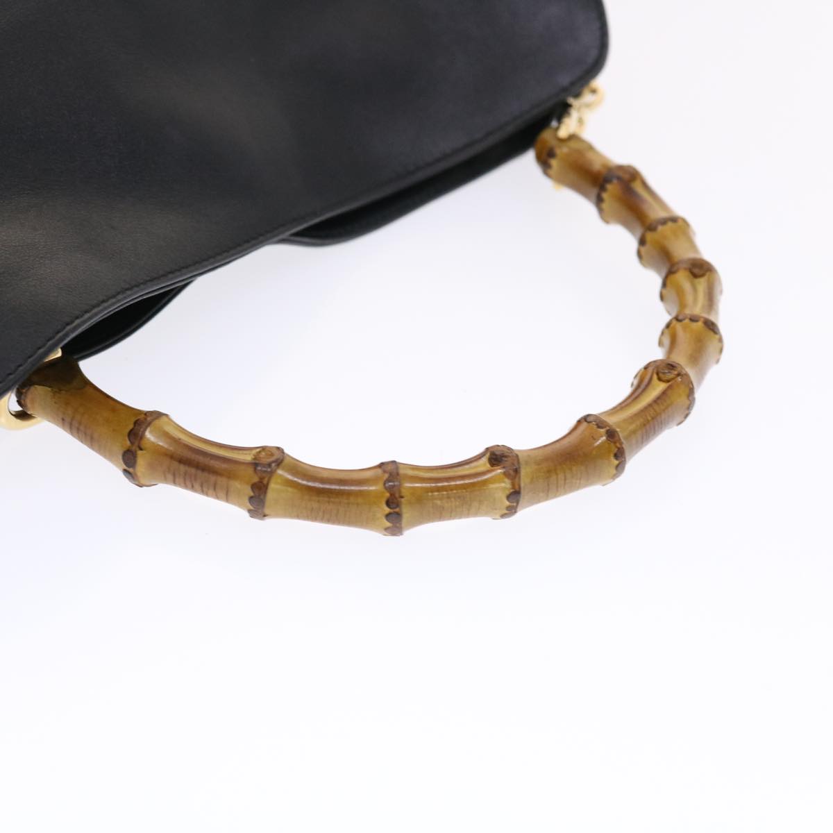 GUCCI Bamboo Shoulder Bag Leather 2way Black yk8104B