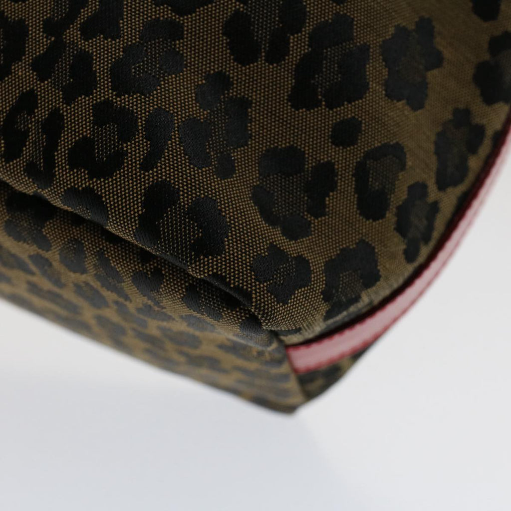FENDI Leopard Pouch Nylon Leather Brown Red yk8155