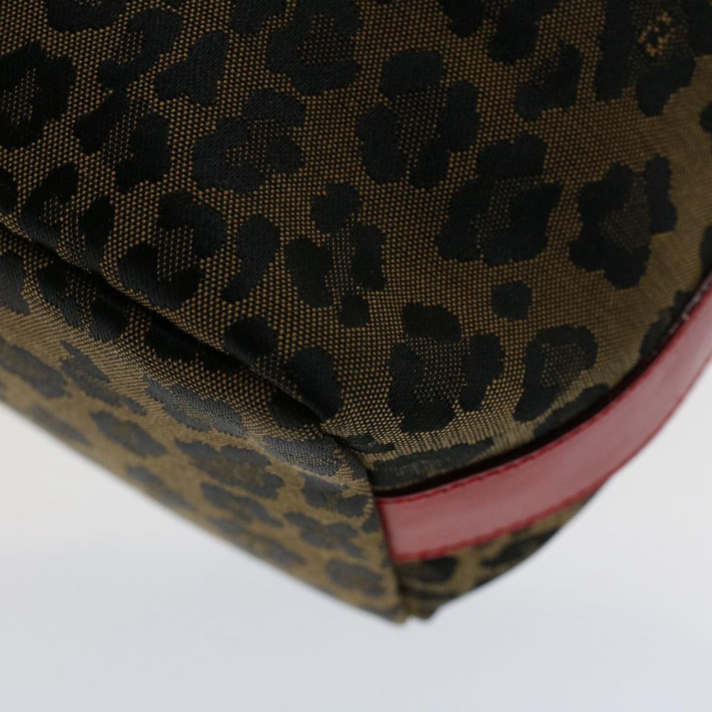 FENDI Leopard Pouch Nylon Leather Brown Red yk8155