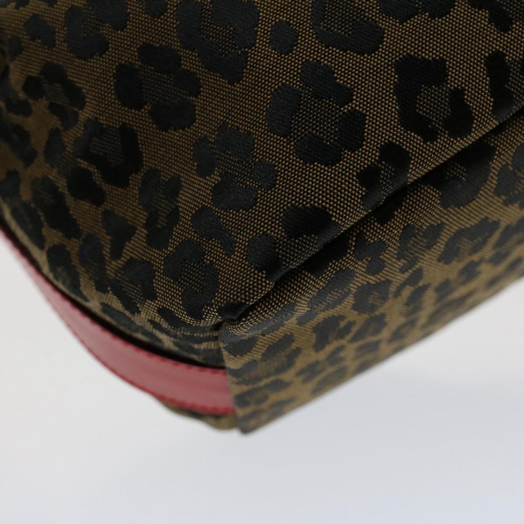 FENDI Leopard Pouch Nylon Leather Brown Red yk8155
