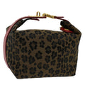 FENDI Leopard Pouch Nylon Leather Brown Red yk8155