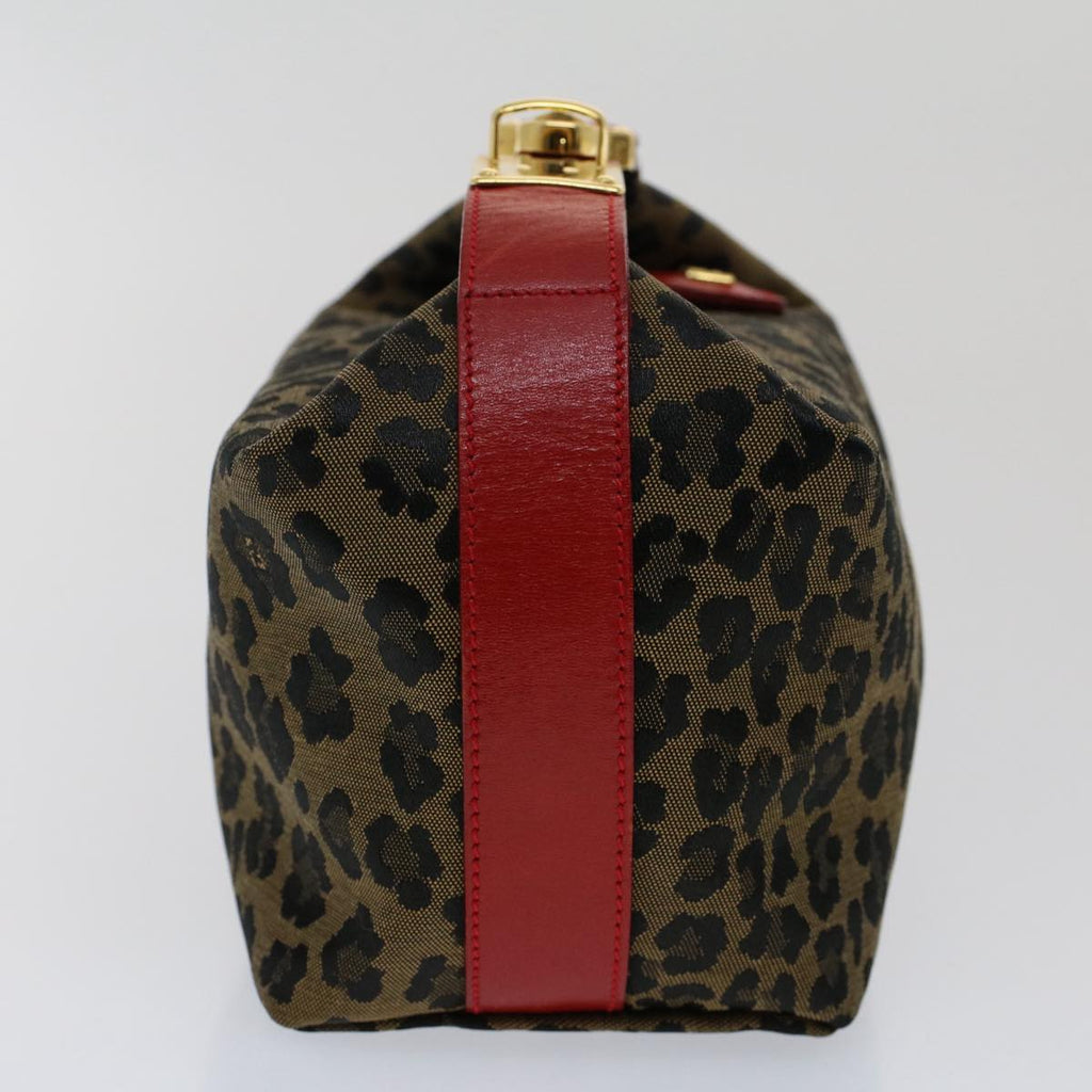 FENDI Leopard Pouch Nylon Leather Brown Red yk8155