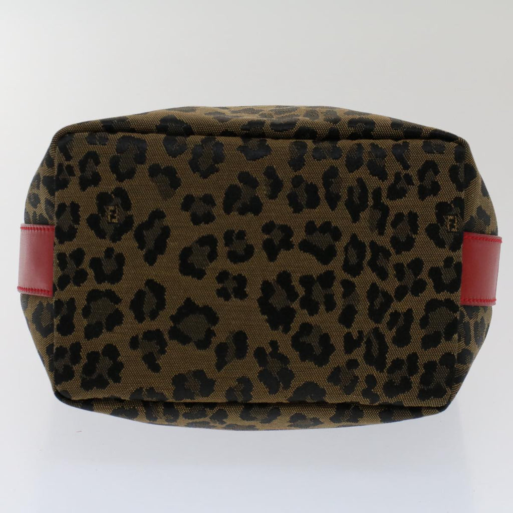 FENDI Leopard Pouch Nylon Leather Brown Red yk8155