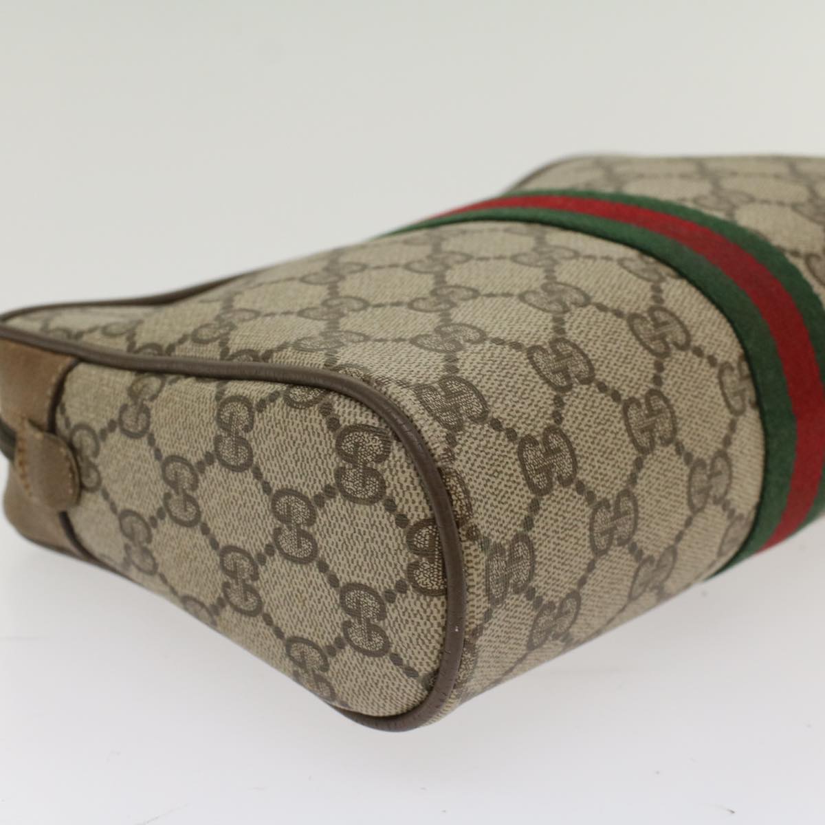 GUCCI GG Canvas Web Sherry Line Clutch Bag Beige Red Green 89.01.012 yk8156
