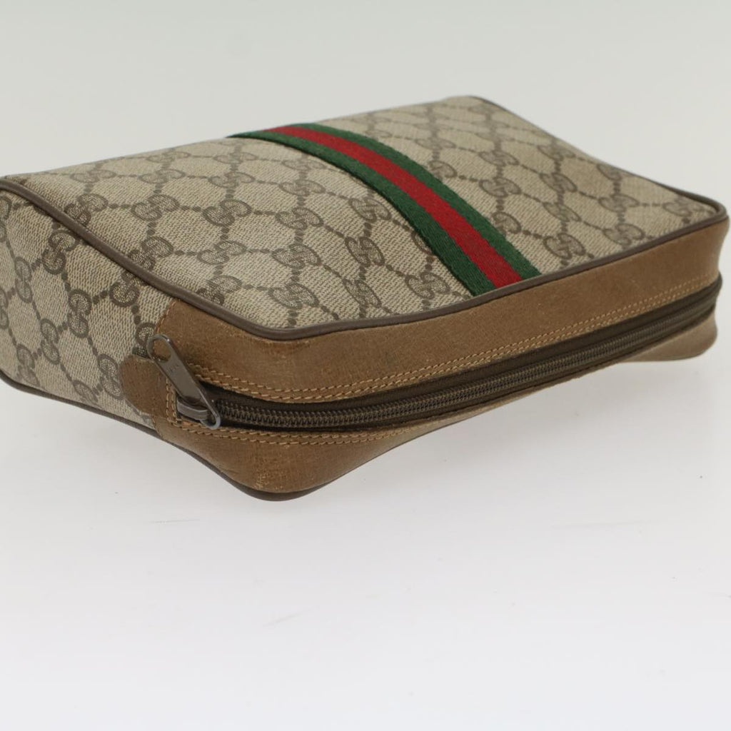 GUCCI GG Canvas Web Sherry Line Clutch Bag Beige Red Green 89.01.012 yk8156