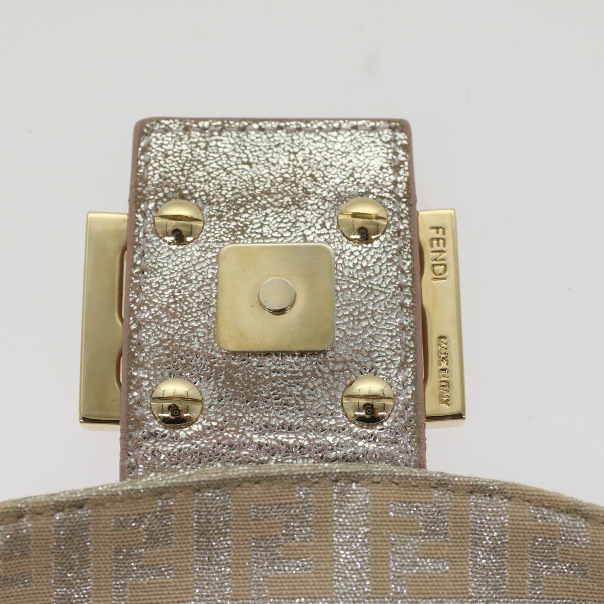 FENDI Zucchino Canvas Mamma Baguette Shoulder Bag Silver yk8171