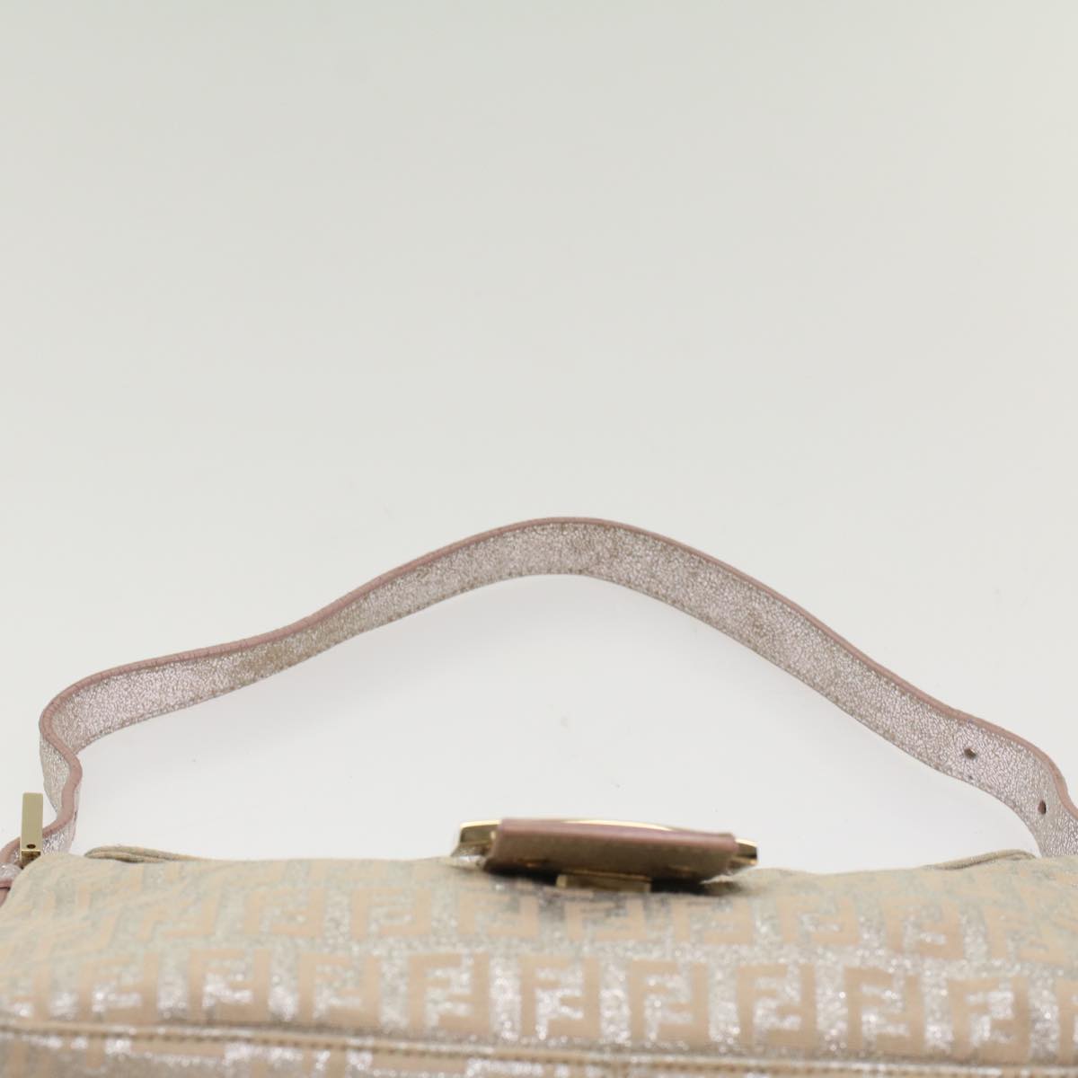 FENDI Zucchino Canvas Mamma Baguette Shoulder Bag Silver yk8171