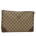 GUCCI GG Canvas Clutch Bag PVC Leather Beige 97.01.029 yk8180