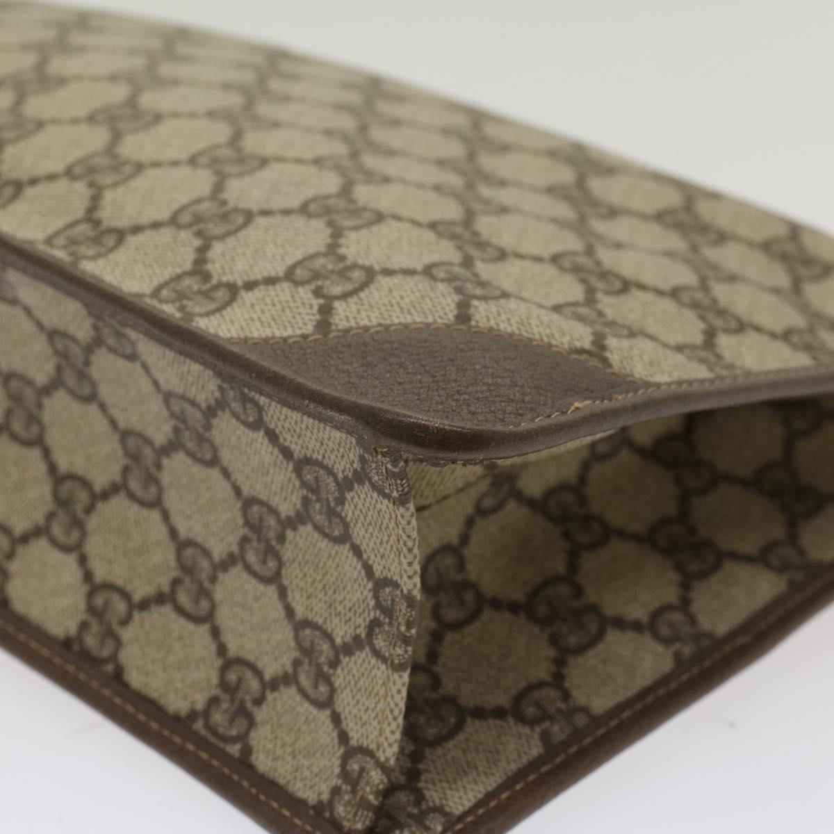 GUCCI GG Canvas Clutch Bag PVC Leather Beige 97.01.029 yk8180