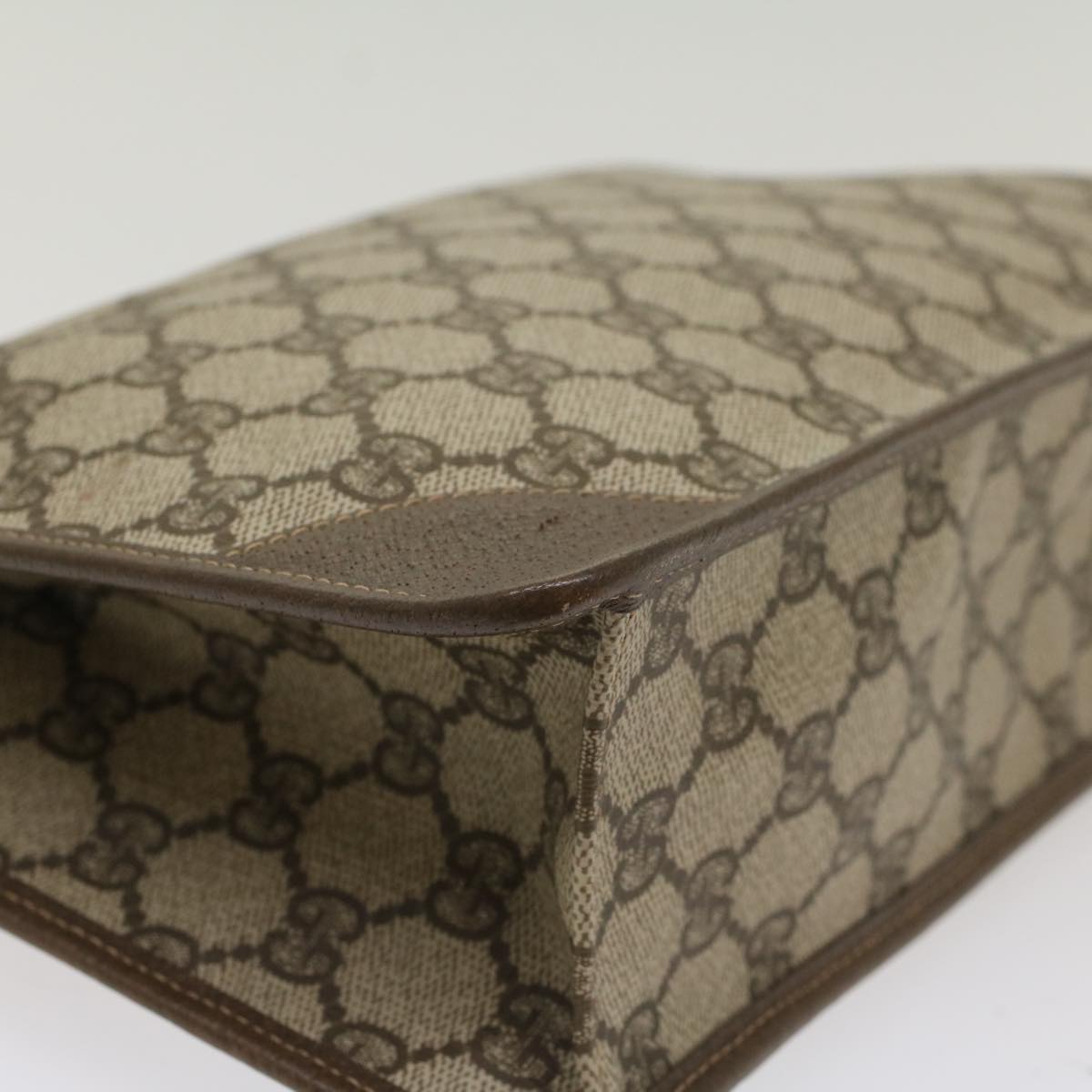 GUCCI GG Canvas Clutch Bag PVC Leather Beige 97.01.029 yk8180