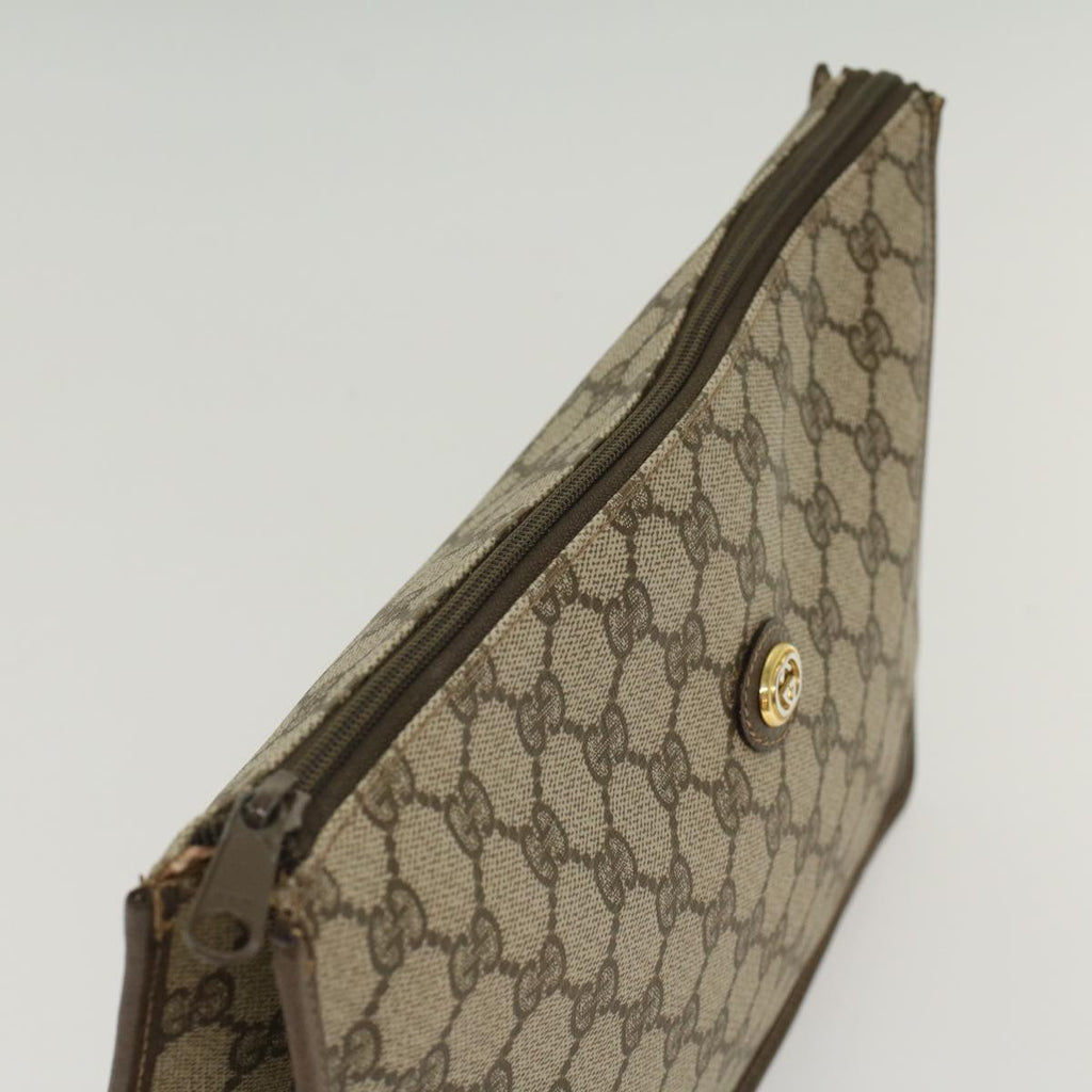 GUCCI GG Canvas Clutch Bag PVC Leather Beige 97.01.029 yk8180