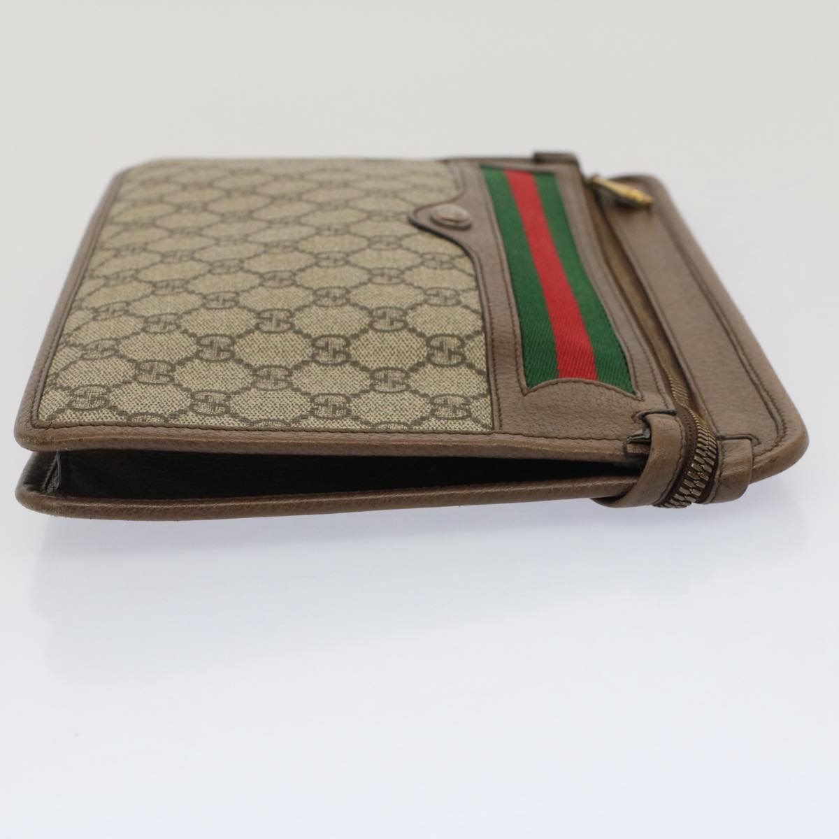 GUCCI GG Canvas Web Sherry Line Clutch Bag Beige Red Green 597619 yk8206