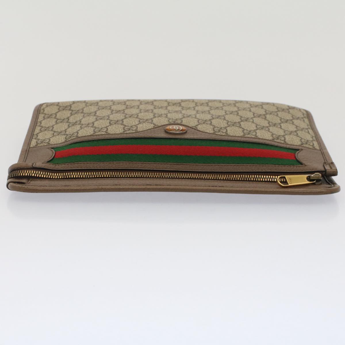 GUCCI GG Canvas Web Sherry Line Clutch Bag Beige Red Green 597619 yk8206