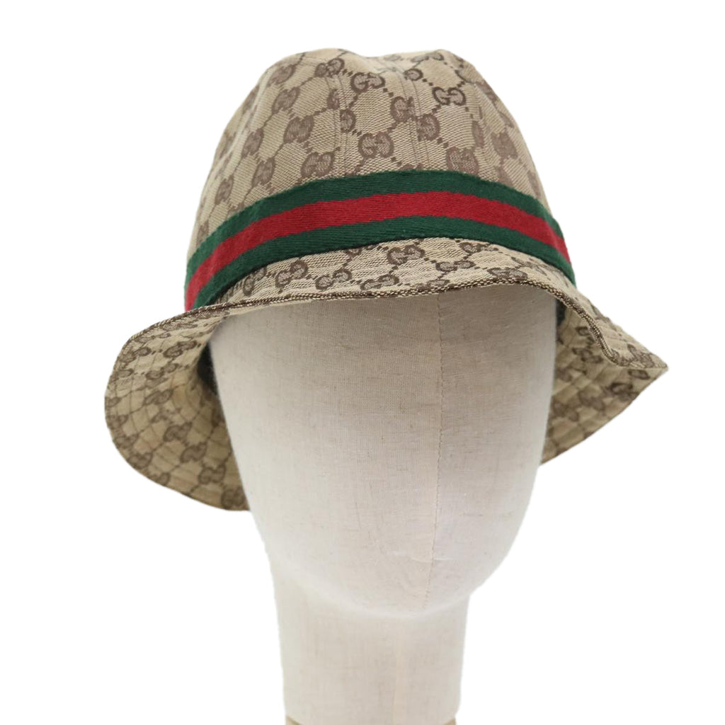GUCCI GG Canvas Web Sherry Line Hat L Beige Red Green yk8211
