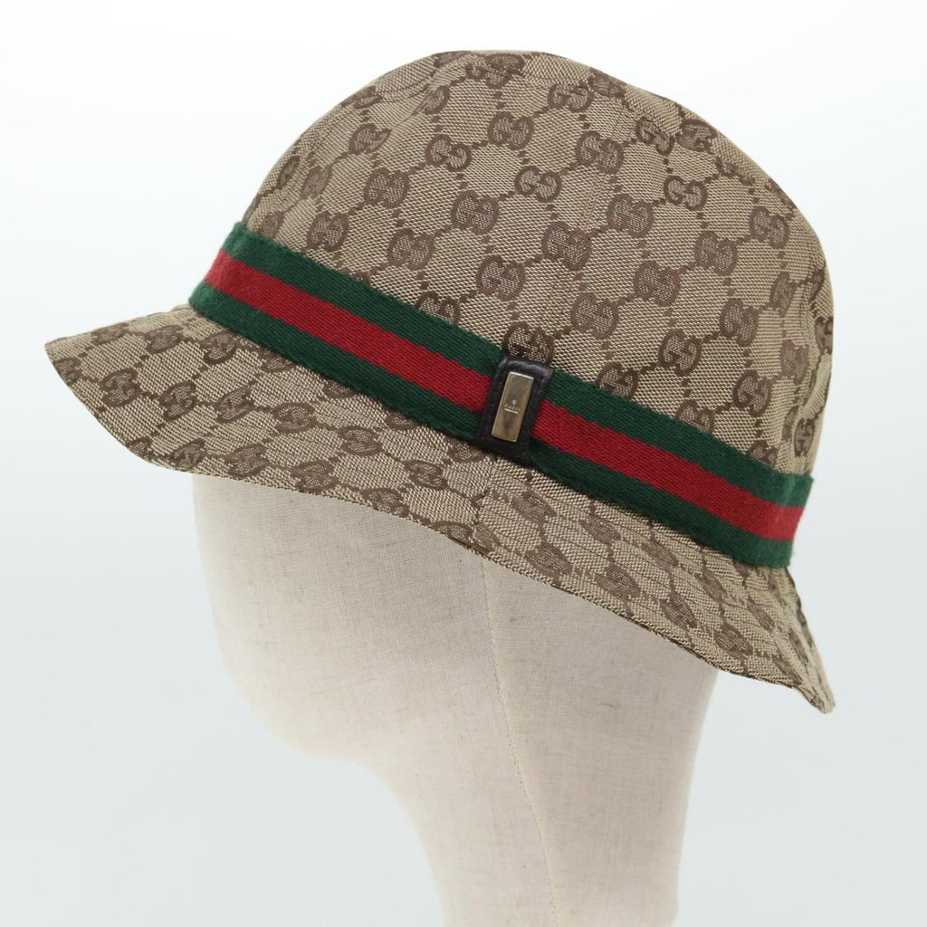 GUCCI GG Canvas Web Sherry Line Hat L Beige Red Green yk8211
