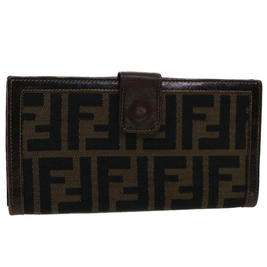 FENDI Zucca Canvas Wallet Black Brown yk8227