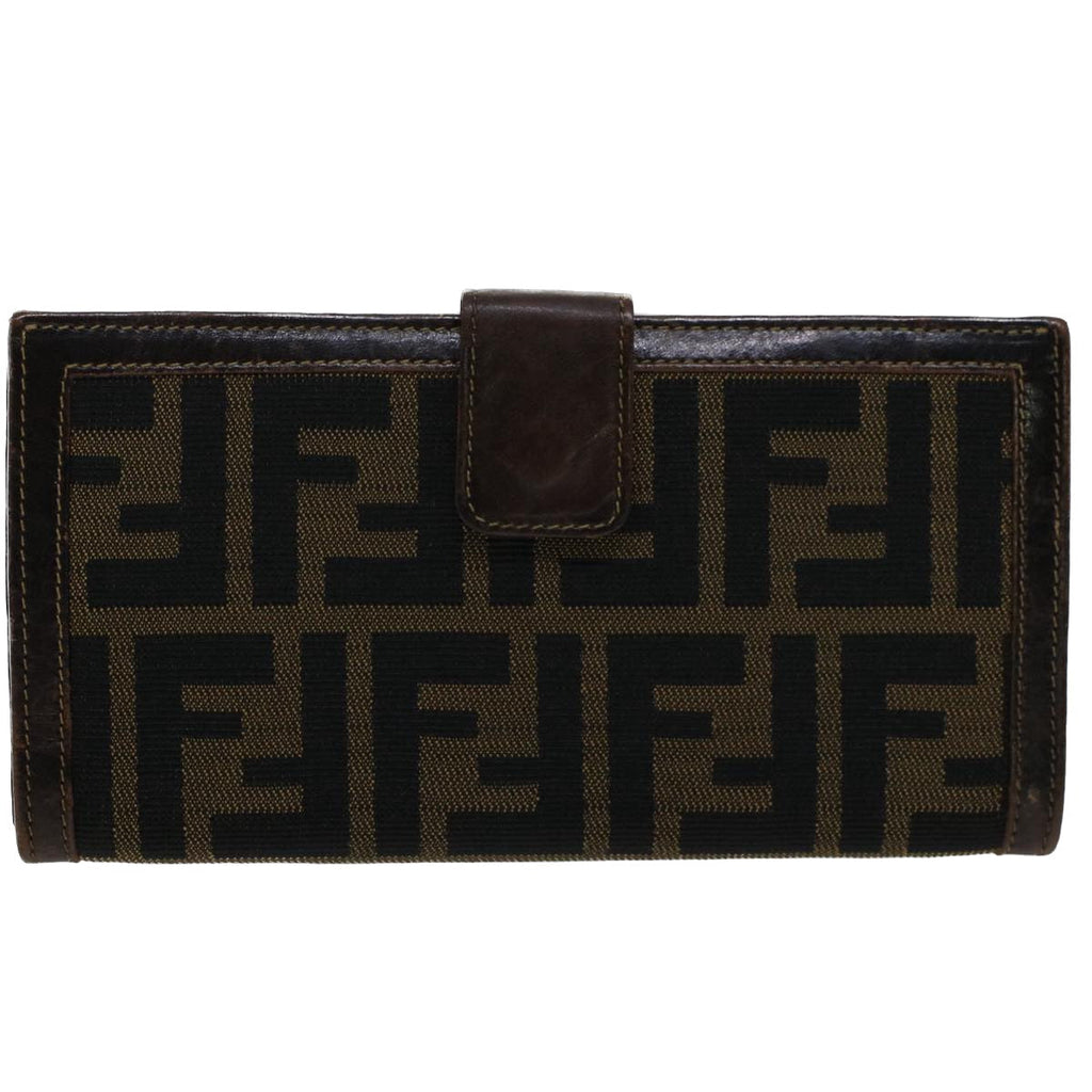 FENDI Zucca Canvas Wallet Black Brown yk8227