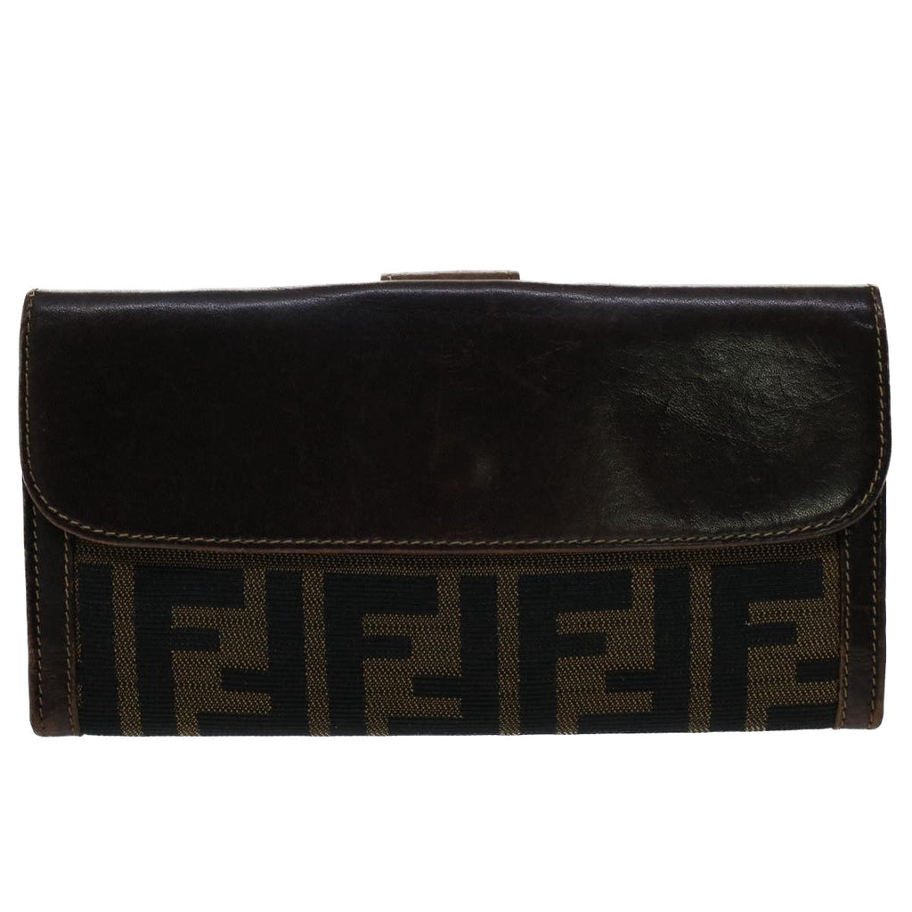 FENDI Zucca Canvas Wallet Black Brown yk8227