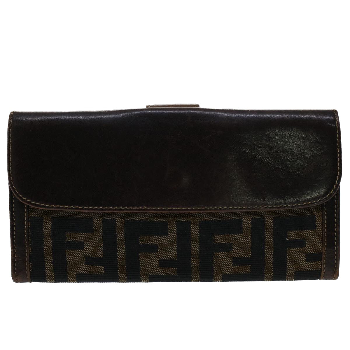 FENDI Zucca Canvas Wallet Black Brown yk8227