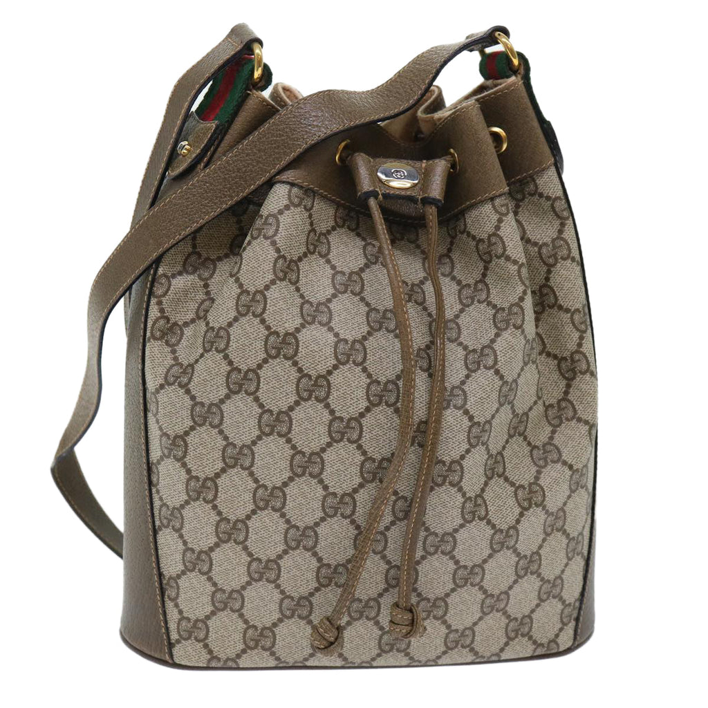 GUCCI GG Canvas Web Sherry Line Shoulder Bag Beige Green 41.02.034 yk8237