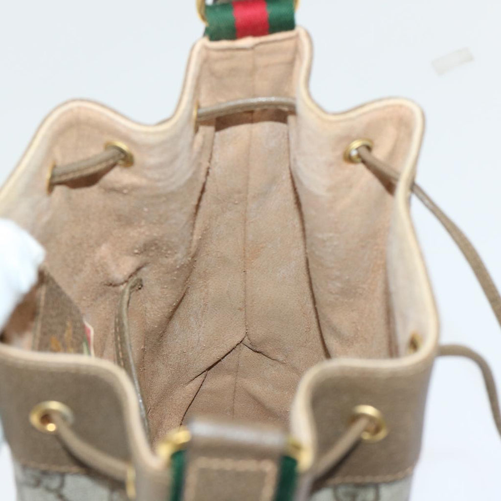 GUCCI GG Canvas Web Sherry Line Shoulder Bag Beige Green 41.02.034 yk8237