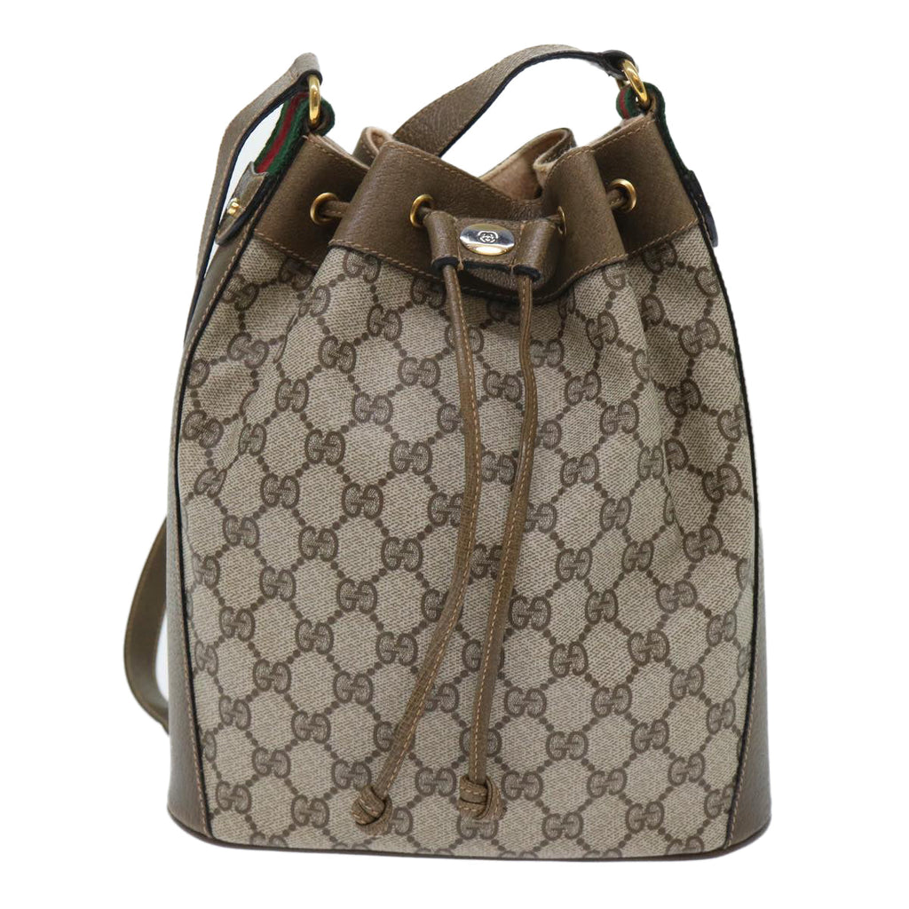 GUCCI GG Canvas Web Sherry Line Shoulder Bag Beige Green 41.02.034 yk8237
