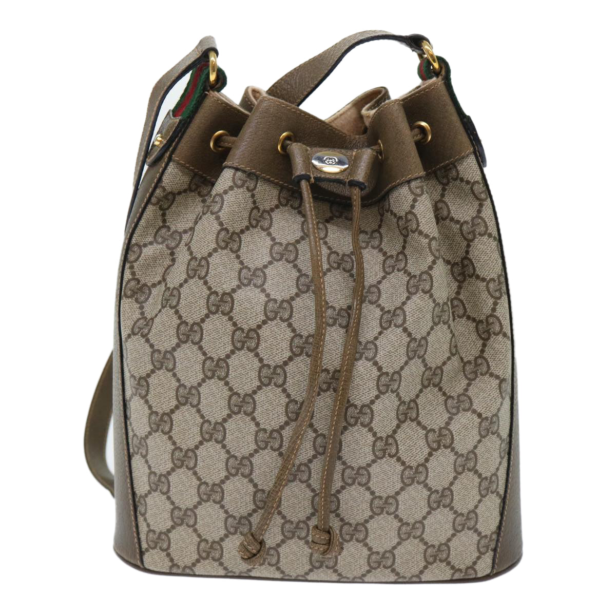 GUCCI GG Canvas Web Sherry Line Shoulder Bag Beige Green 41.02.034 yk8237