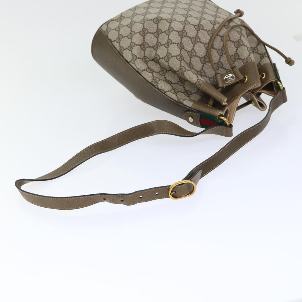 GUCCI GG Canvas Web Sherry Line Shoulder Bag Beige Green 41.02.034 yk8237