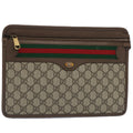 GUCCI GG Canvas Web Sherry Line Clutch Bag Beige Red Green 597619 yk8242
