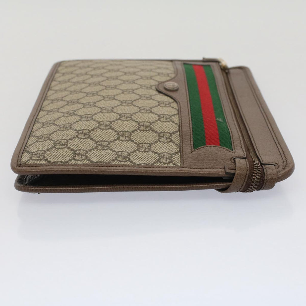 GUCCI GG Canvas Web Sherry Line Clutch Bag Beige Red Green 597619 yk8242