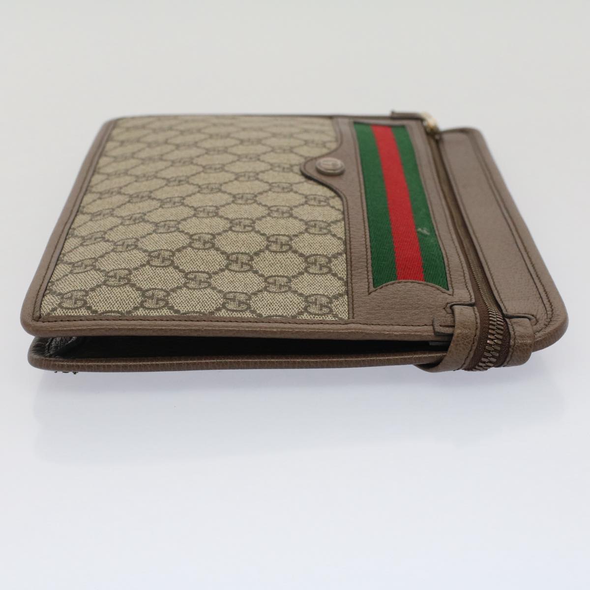 GUCCI GG Canvas Web Sherry Line Clutch Bag Beige Red Green 597619 yk8242
