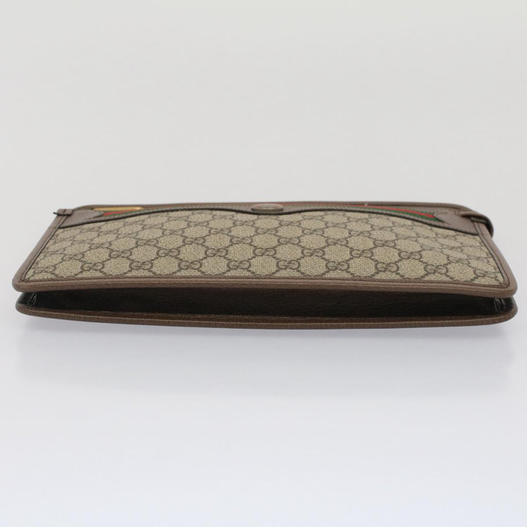 GUCCI GG Canvas Web Sherry Line Clutch Bag Beige Red Green 597619 yk8242
