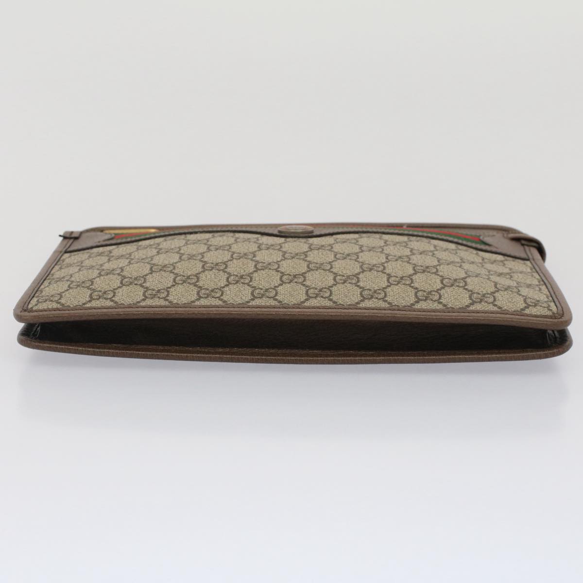 GUCCI GG Canvas Web Sherry Line Clutch Bag Beige Red Green 597619 yk8242