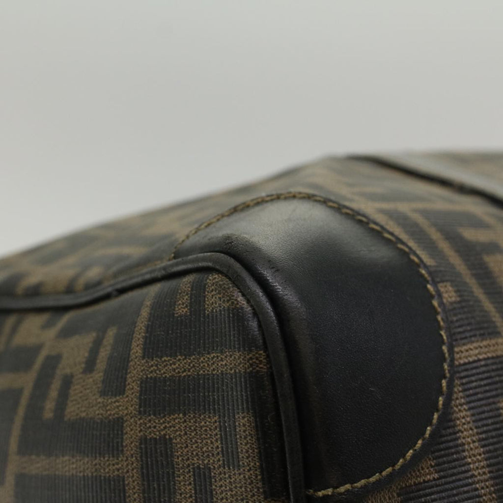 FENDI Zucca Canvas Boston Bag Leather Black Brown yk8249