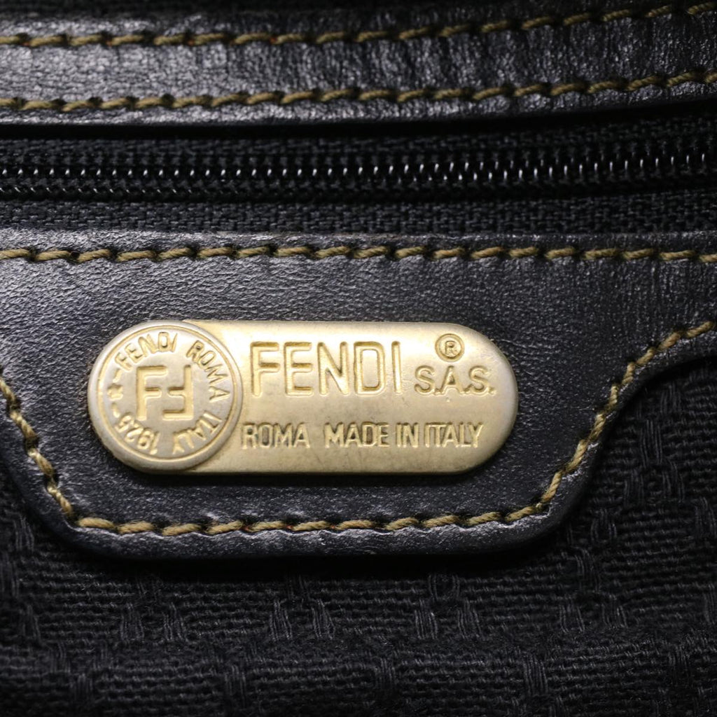 FENDI Zucca Canvas Boston Bag Leather Black Brown yk8249