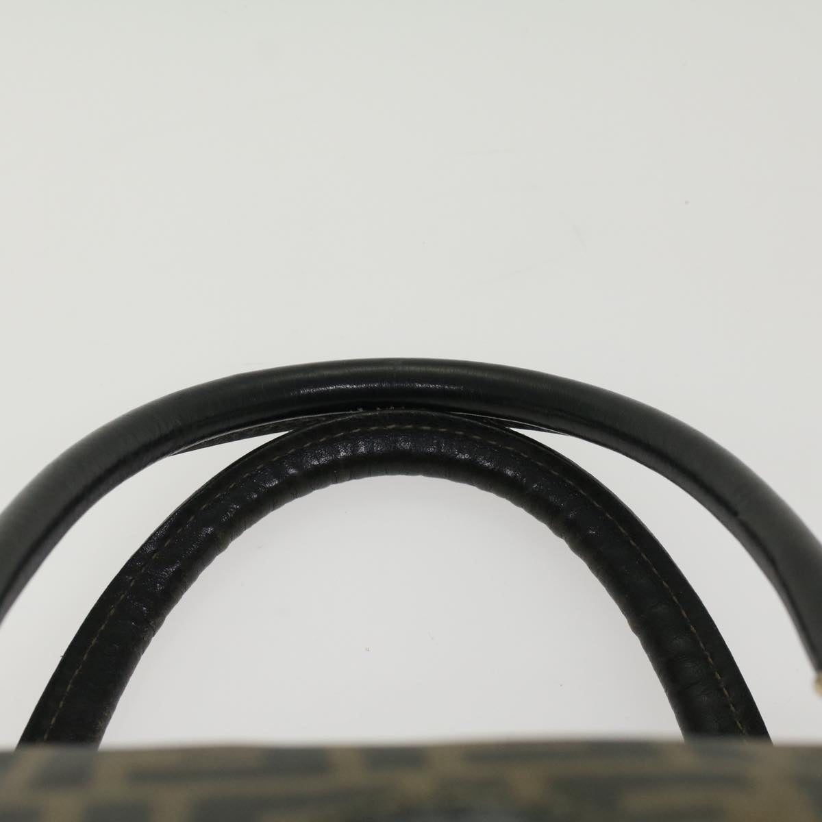 FENDI Zucca Canvas Boston Bag Leather Black Brown yk8249