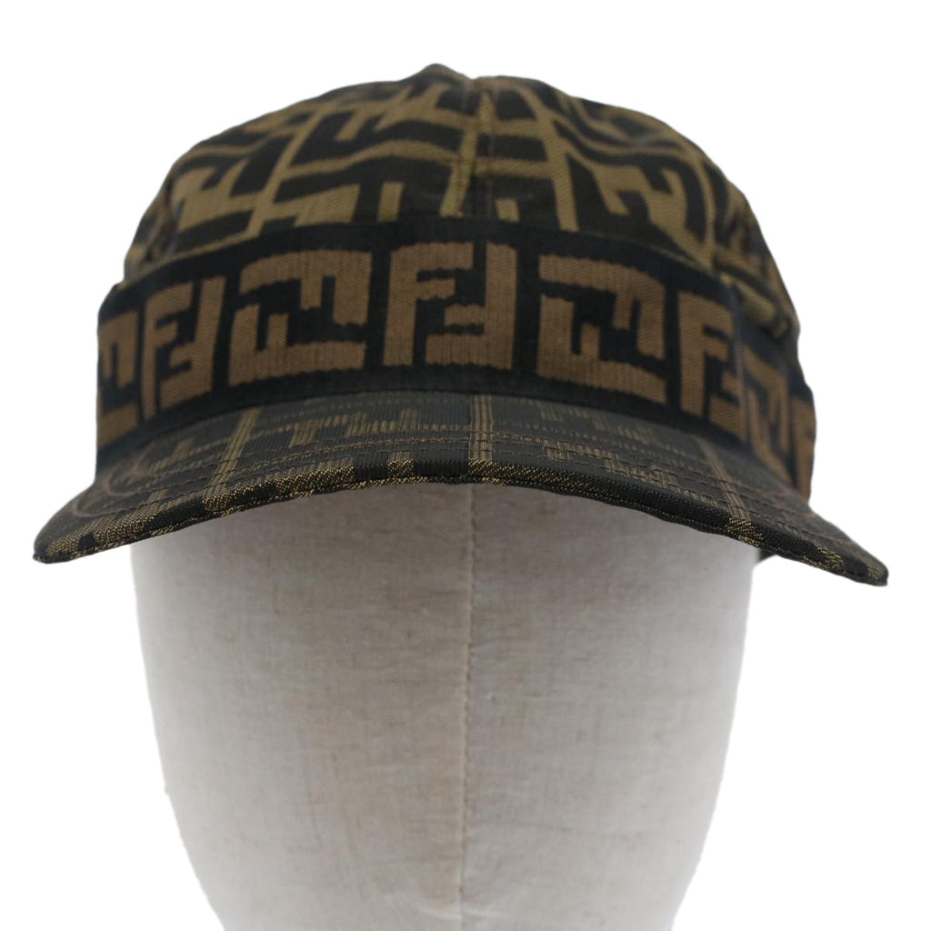 FENDI Zucca Canvas Cap M Black Brown yk8280