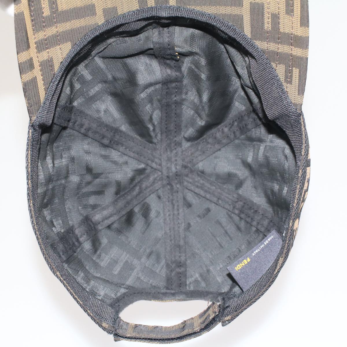 FENDI Zucca Canvas Cap M Black Brown yk8280