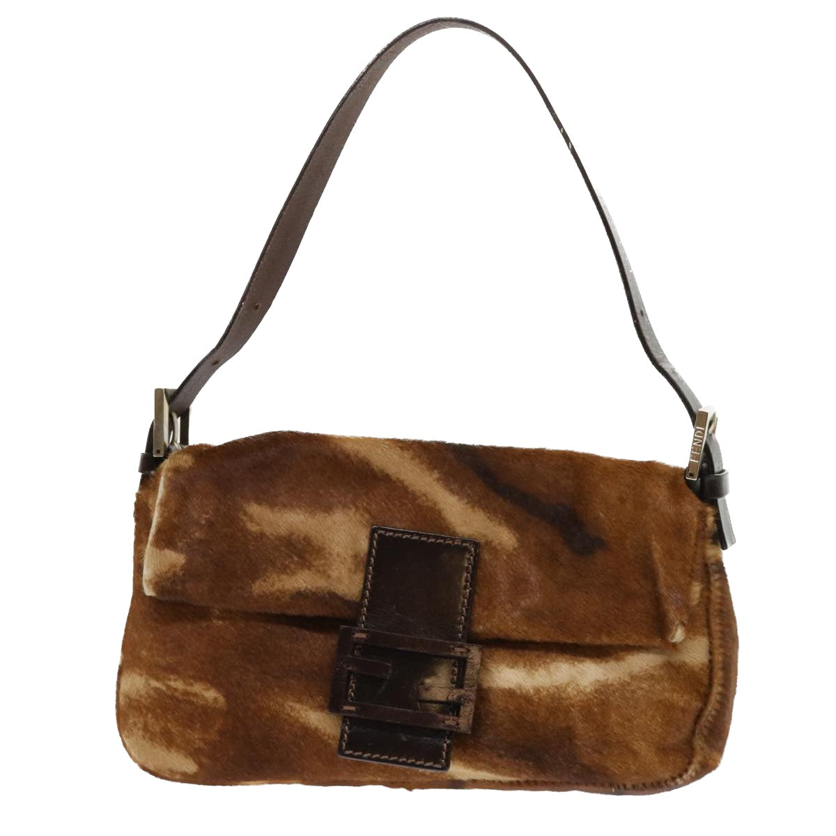 FENDI Mamma Baguette Shoulder Bag Harako leather Brown yk8292