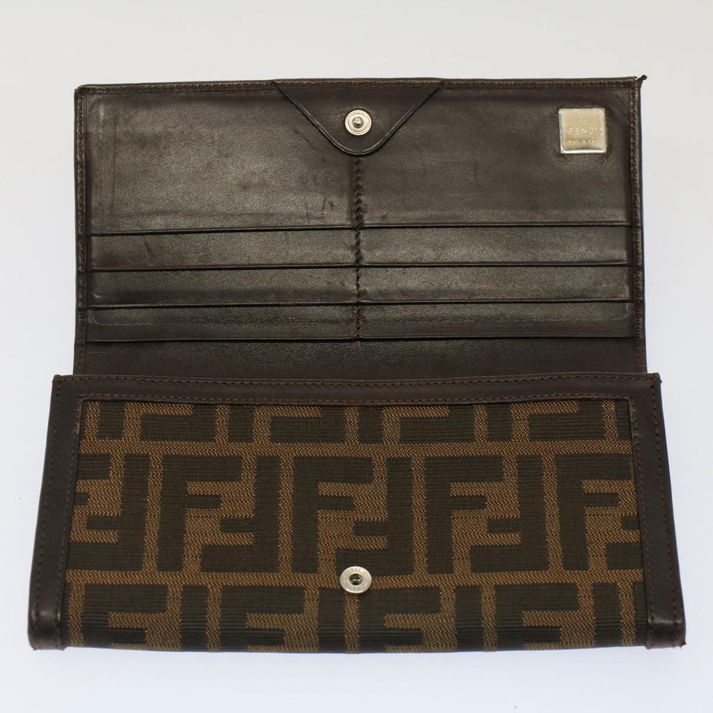 FENDI Zucca Canvas Wallet Black Brown yk8305