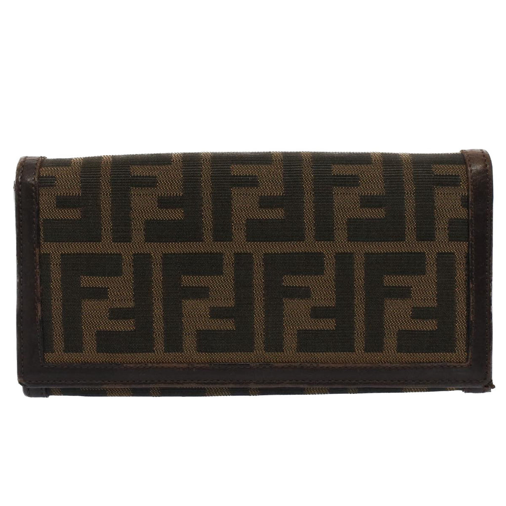 FENDI Zucca Canvas Wallet Black Brown yk8305