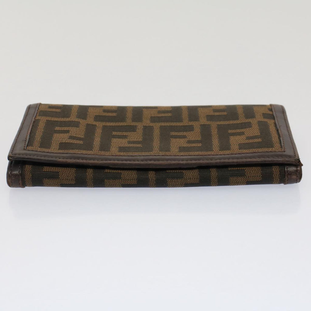 FENDI Zucca Canvas Wallet Black Brown yk8305