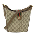 GUCCI GG Canvas Web Sherry Line Shoulder Bag PVC Leather Beige Red yk8333