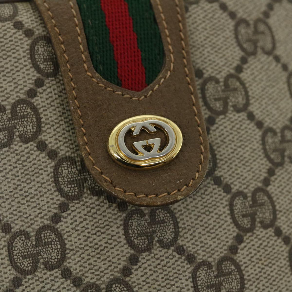 GUCCI GG Canvas Web Sherry Line Shoulder Bag PVC Leather Beige Red yk8333