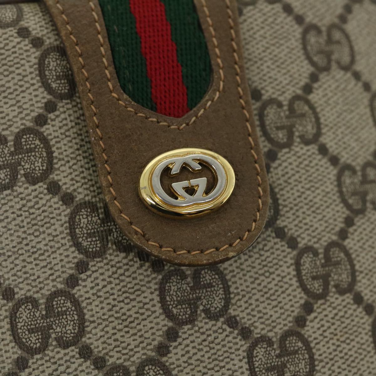 GUCCI GG Canvas Web Sherry Line Shoulder Bag PVC Leather Beige Red yk8333