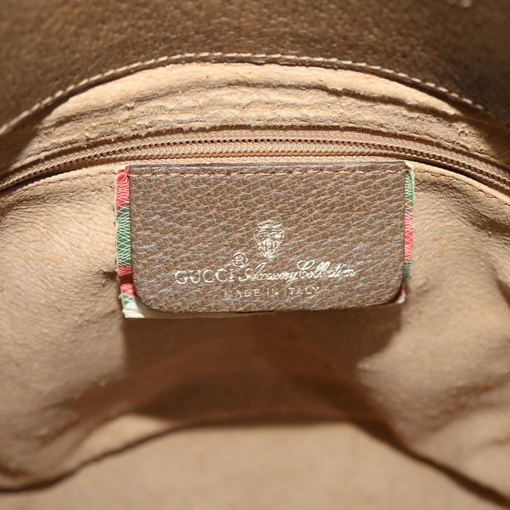 GUCCI GG Canvas Web Sherry Line Shoulder Bag PVC Leather Beige Red yk8333