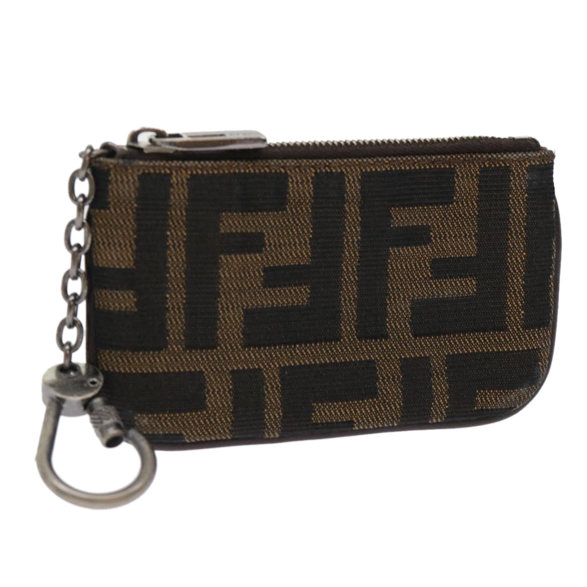 FENDI Zucca Canvas Coin Purse Black Brown yk8340