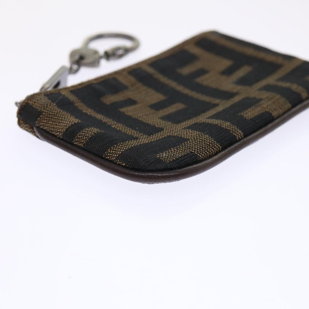 FENDI Zucca Canvas Coin Purse Black Brown yk8340