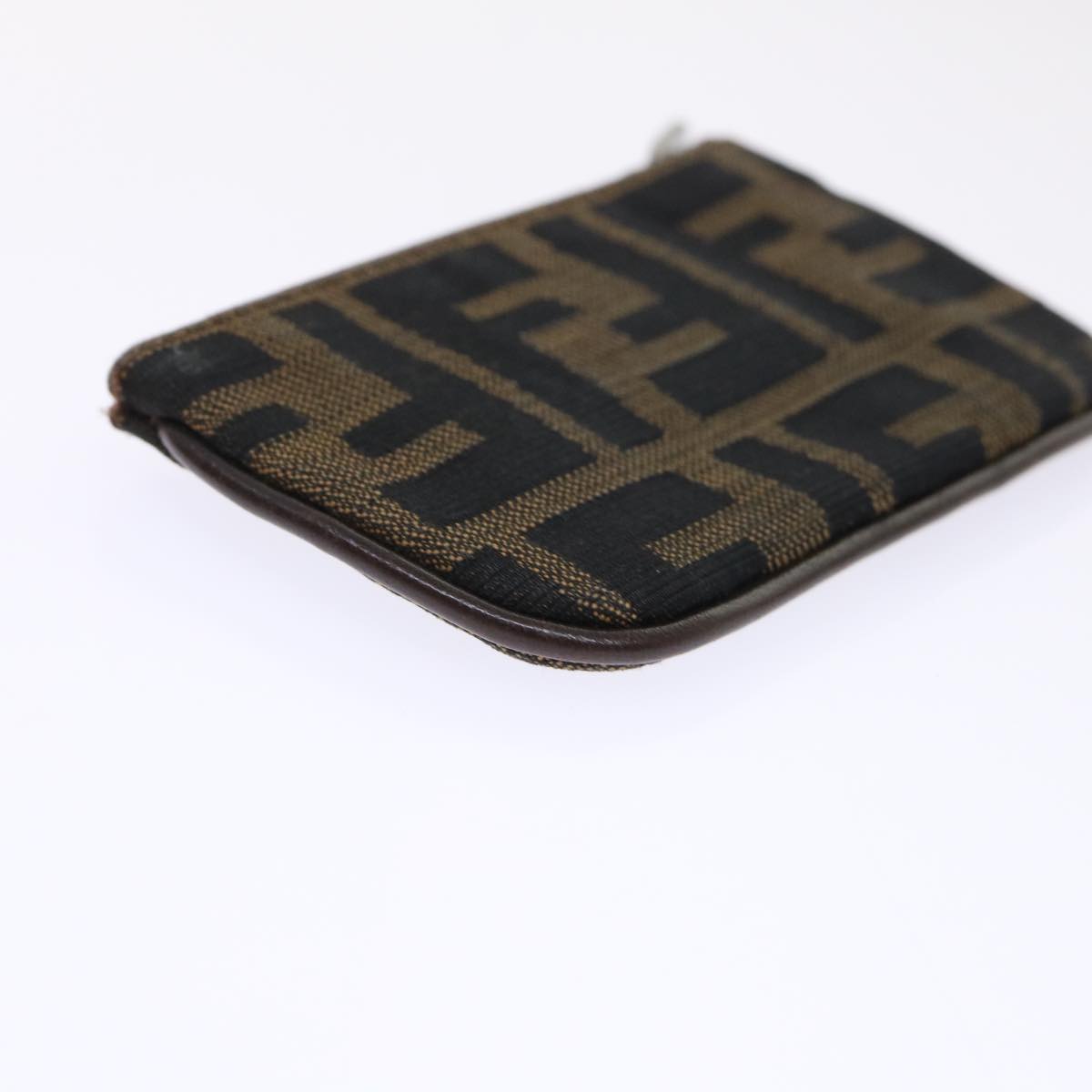 FENDI Zucca Canvas Coin Purse Black Brown yk8340